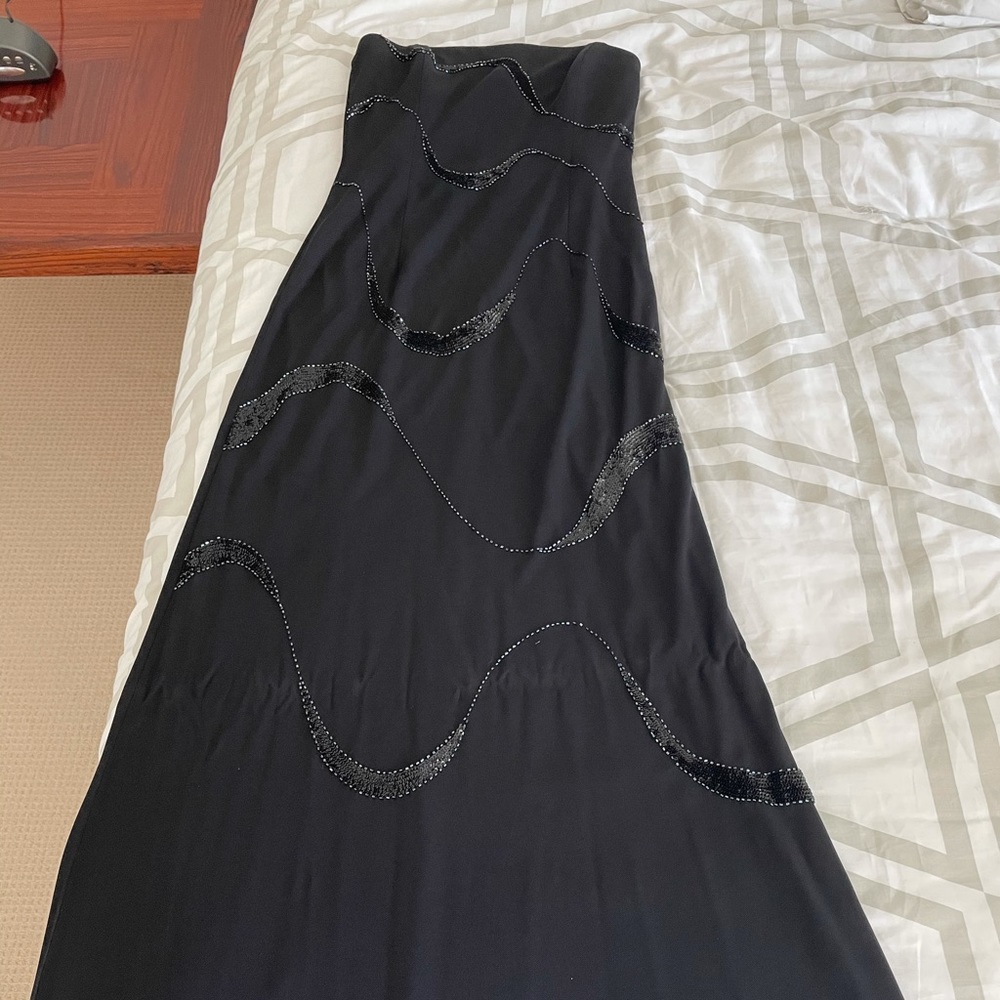 Black strapless floor length gown
